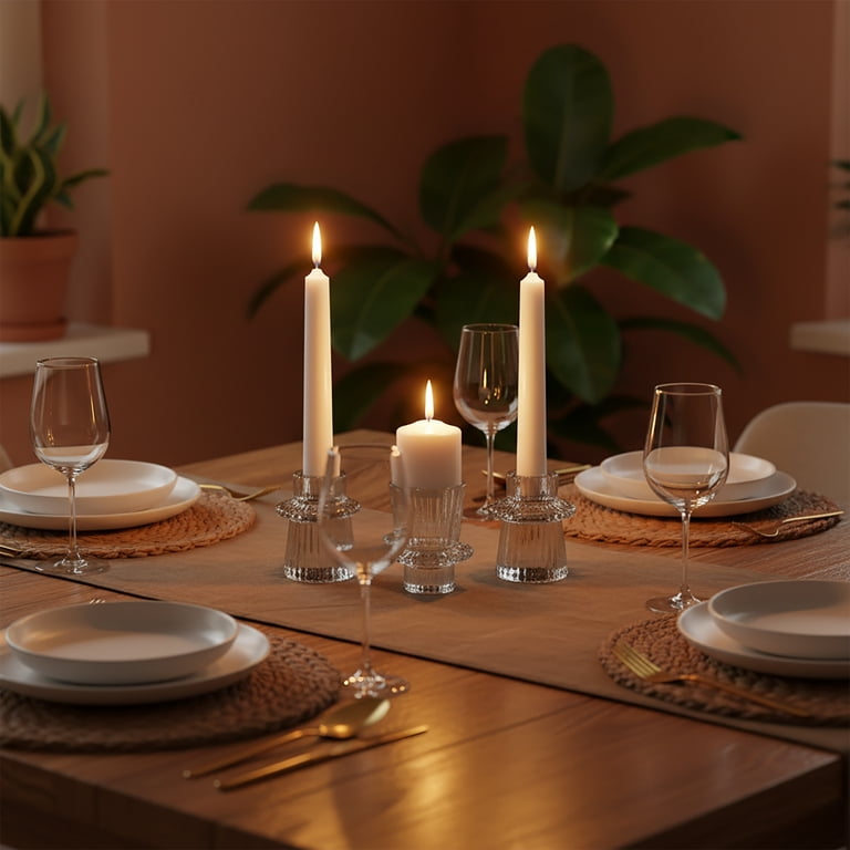 Mainstays Clear Glass Ribbed Taper Candleholder, 3-Piece Set photo 8