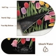 thumbnail image 6 of Round Rug 5ft Area Rug, Spring Colorful Tulips Flower Area Rugs for Living Room Bedroom, Easter Floral Plant on Black Floor Mat Non-Slip Non-Shedding Carpet Indoor Accent Rugs, 6 of 9