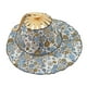 thumbnail image 2 of Sombrero para el sol 2 en 1, plegable, de bambú, con diseño floral y protector solar para viajes diarios. flor azul, 2 of 9