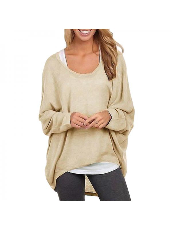 Women's Sweater Casual Oversized Baggy Loose Fitting Shirts Batwing Sleeve  Pullover Tops Round Neck Long Sleeves T-shirt Sweatshirts Pullover -  Walmart.com