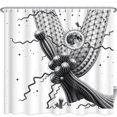 thumbnail image 1 of Rideau de Douche Stylisé Noir & Blanc avec Pleine Lune & Cactus, 1 of 4