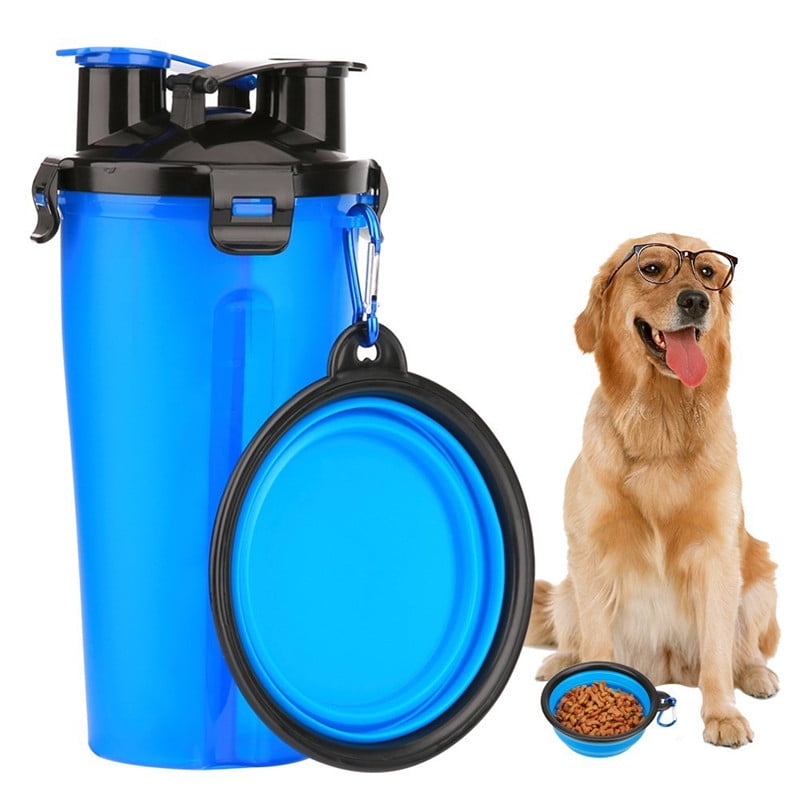 2 in 1 Dog Drinking Water Bottle with Bowl, Portable Pet