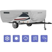 Umbrauto Pop Up Camper Covers Waterproof Pop Up Folding Trailer Cover 3 Layers Polypropylene Breathable Ripstop Anti-UV Pop-Up Tent Trailers Cover Fits 10' - 12' Trailers, Gray