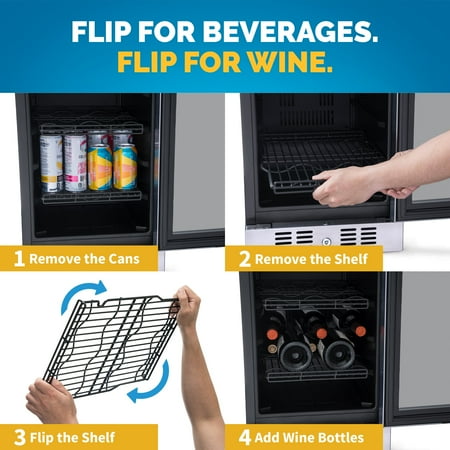 NewAir - 15” FlipShelf Wine and Beverage Refrigerator with Reversible Shelves