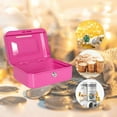 thumbnail image 4 of Pozyie Locking Steel Mini Cash Box with Removable Coin Tray and Key Lock for Kids,4.92" x 3.74" x 2.37",Pink, 4 of 7