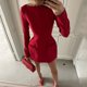thumbnail image 4 of Women's Winter Sexy Elegant Long Sleeve A-Line Bow Dress Solid Color Red Black Double-Faced Velvet High Waist Short Sleeve S M L, 4 of 4