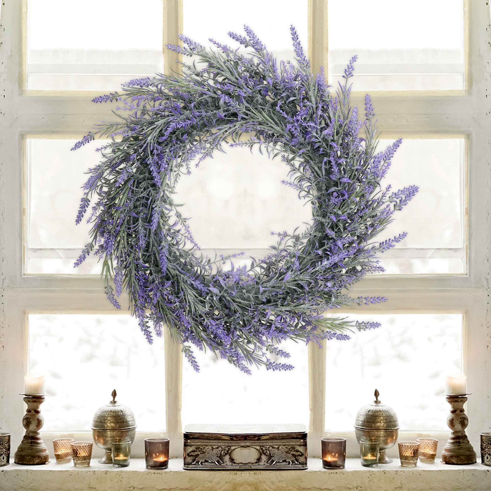 Unique Bargains All Seasons Front Door Wreaths Farmhouse Indoor and Outdoor Wreath Purple