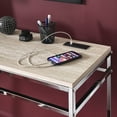 thumbnail image 3 of Weston Home Quaid Chrome Finish Counter Height Desk with Faux Marble Top and USB Charging Port, 3 of 12