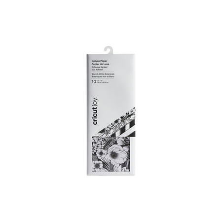 Cricut Joy Adhesive-Backed Deluxe Paper - DIY Craft Paper, Black and White Botanicals, 10 ct