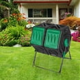 thumbnail image 7 of Dual Chamber Grow Tumbling Composter Tumbler Twin Compartment Chamber Outdoor Garden Steel Rotating Batch Compost Bin 2 Doors, 7 of 7