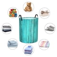 thumbnail image 4 of Goofa Turquoise Wooden2 Printed Circular Hamper,Laundry Basket with Handles,Storage Baskets Foldable,Large Capacity Laundry Hamper-Small, 4 of 6