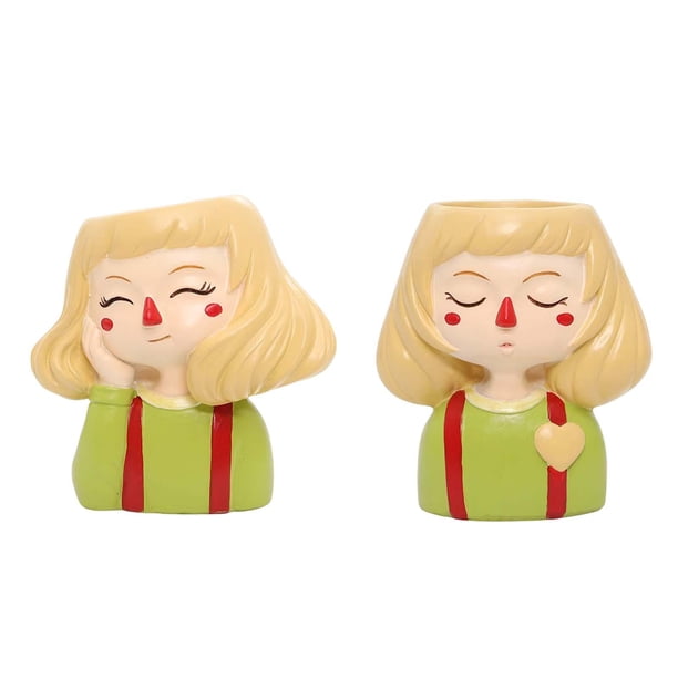 2 Piezas Macetas de Cabeza Plantas de Interior Linda Maceta Colección de Resina Adorno Chica Maceta Cabeza Maceta de Resina Chica para Barra
