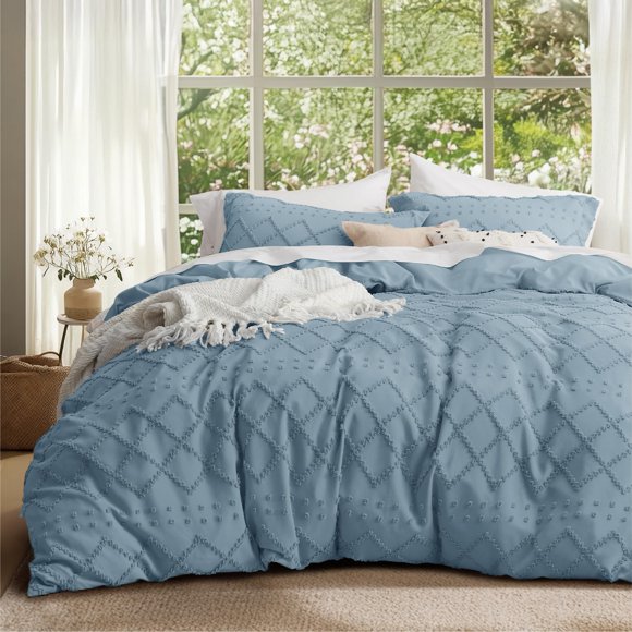Funda nórdica Bedsure Boho tamaño matrimonial azul mineral poliéster
