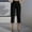 Black plus size capri pants a1, variant on Cagogo Women Plus Size High Waisted Straight Capri Pants with Pockets Solid Elegant Office Trousers Casual Loose Flowy Work Wear Summer Beach Clothes, Black 2XL