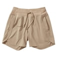 thumbnail image 5 of KPOPLK Women's Running Shorts Elastic High Waisted with Pockets 7" Sporty Workout Quick Dry Athletic Shorts Size M,Khaki, 5 of 5