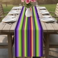 thumbnail image 4 of Mexican Style Table Runner - 36 Inch Long Colorful Mexico Stripes Purple Green Cotton and Linen Blended Dress Scarves Farmhouse Table Runner for Kitchen Dining, Coffee Table, 13" x 36", 4 of 8