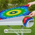 thumbnail image 6 of Colorful Tie Dye Circle Pattern Square Fitted Tablecloth with Elastic Edge,Square Table Cover,Washable Elastic Table Cover for Home Kitchen Party Decor 34"x34", 6 of 6