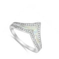 thumbnail image 4 of CHOOSE YOUR COLOR Wide Chevron White Simulated Opal Thumb Ring .925 Sterling Silver Band CZ Female Size 4, 4 of 4