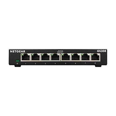 netgear gs308 8-port gigabit ethernet network switch, hub, internet splitter, desktop, sturdy metal, fanless, plug and play