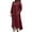 Wine, variant on Fesfesfes Women Linen Robe Round Neck Loose Mu-slim Dress Pockets Long Sleeve Solid MId-Calf Long Dress