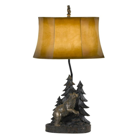 Cal Lighting 150W 3 Way Forest Resin Table Lamp With Leatherette Shade