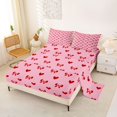thumbnail image 2 of Manfei Pink Red Bow Loves Bed Sheets For Girls,Happy Valentine Print King Sheets For Adults,4-Piece, 2 of 6