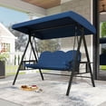 thumbnail image 2 of Costway 3-Seat Patio Swing Chair with Adjustable Canopy Thickened Cushions Pillow Navy, 2 of 10