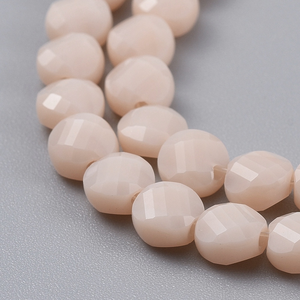10Strand Glass Beads Strands Faceted Flat Round PeachPuff 6x4mm Hole: 1.2mm about 98pcs/Strand 22 inch(53.5cm)