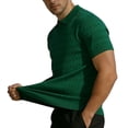 thumbnail image 4 of Men's Knit Cable Knit Textured Short Sleeve Collared Polo Shirt, Casual Slim Fit Top, Breathable Knitwear for Smart Casual Style and Everyday Wear Green M, 4 of 4