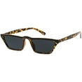 thumbnail image 2 of Retro Slim Rectangle Cat Eye Sunglasses Slim Arms Neutral Colored Lens 52mm (Black Tortoise / Smoke), 2 of 4