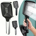 thumbnail image 3 of Bath High Pressure Shower Head 3 Mode Large Chrome Handset Heads Water Saving Grey, 3 of 7
