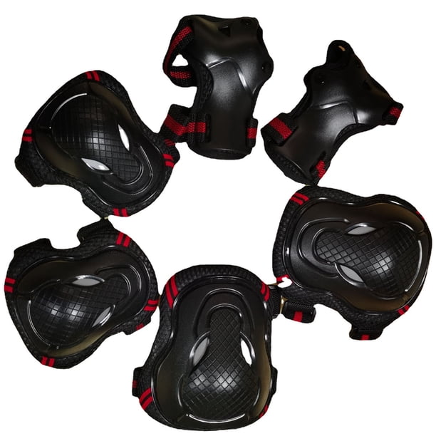 Conjunto de equipo de protección para patinaje Cómodo y transpirable diseño de gancho y bucle Kit de equipo de protección deportiva para adultos y niños Negro Rojo Tamaño pequeño (menos de 90 kg) YUNYI BRAND Deportes