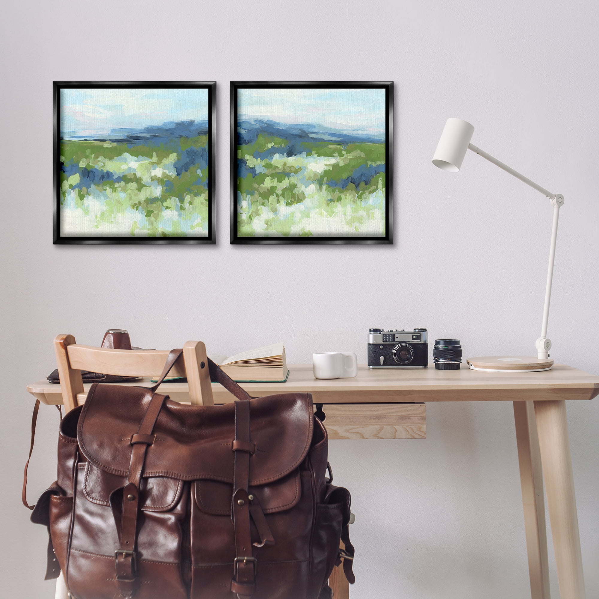 Stupell Industries Abstract Overgrown Field Landscape & Nature Painting Black Floater Framed Canvas Art Print Wall Art, 18 x 18, Set of 2