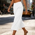 thumbnail image 4 of Lenpel Wide Leg Capri Pants for Women High Waist Baggy Cropped Trousers Comfy Flowy Casual Workout Yoga Capris, 4 of 5