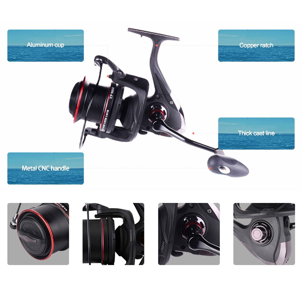 New Big Spool Reel 8000 9000 10000 Series Long Casting Spinning Fishing Reels 4.1:1 Catch Fish for Carp Feeder Fishing Wheel