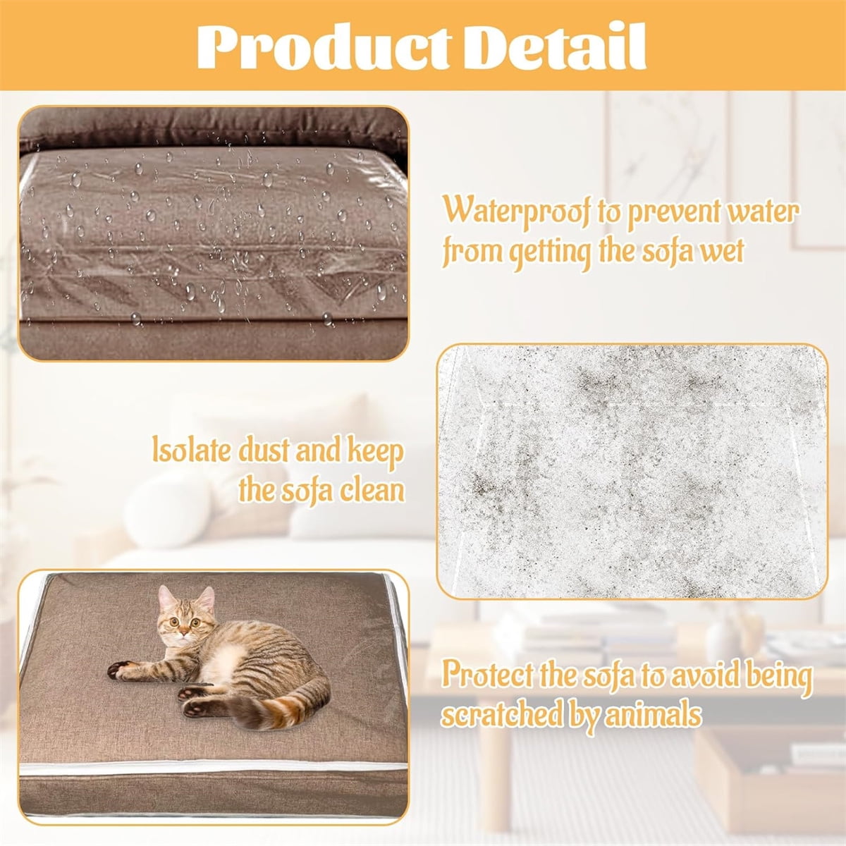 Plastic Sofa Seat Cushion Cover,1pack Plastic Cushion Cover Replacement,28x28x9 Inch Waterproof Sofa Protector for Home,Office