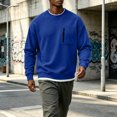 thumbnail image 5 of Fnooota Men's Crew Neck Sweatshirts, Casual Zipper Pockets Long Sleeve Pullover Fall Tops Dark Blue Size L, 5 of 7