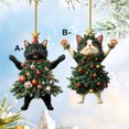 thumbnail image 1 of Fiudx Colgante de Árbol de Navidad, Diseño de Gato, Adorno Festivo, Decoración para Fiestas Navideñas, Regalo Multiusos, para Espejo Retrovisor, Tamaño 9 X 5 X 1 Cm, Juego de 2 Piezas., 1 of 5