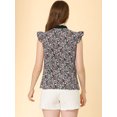thumbnail image 3 of Allegra K Blusa Floral Para Mujer Con Cuello Anudado Y Manga Ondulada Negro XS, 3 of 5
