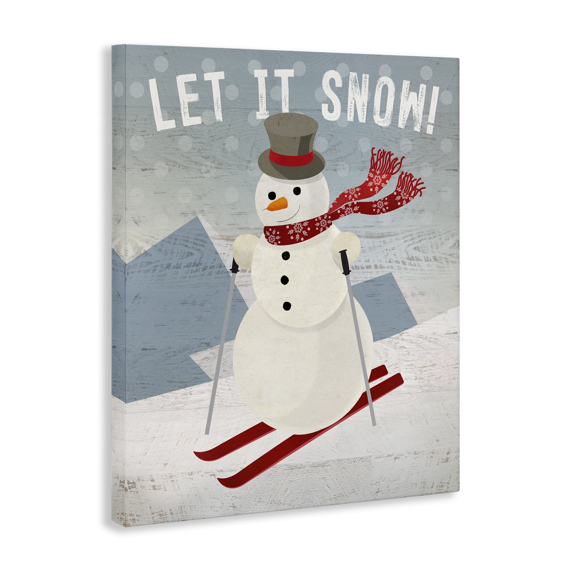 Stupell Industries Skiing Snowman on Slopes Holiday Painting Gallery Wrapped Canvas Art Prints Wall Art, 16 x 20
