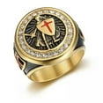 thumbnail image 2 of K-KED Men's Vintage Templar Knight Red Cross Shield Stainless Steel Rings Size 7-13-Silver-11, 2 of 6