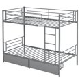 thumbnail image 7 of Ktaxon Metal Twin over Twin Bunk Bed with 2 Drawer & 2 Ladders for Bedroom, Gray, 7 of 7