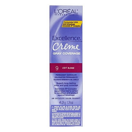 Loreal Excel Creme Hair Color # 9 Light Blonde, 1.74 Oz, 3 Pack
