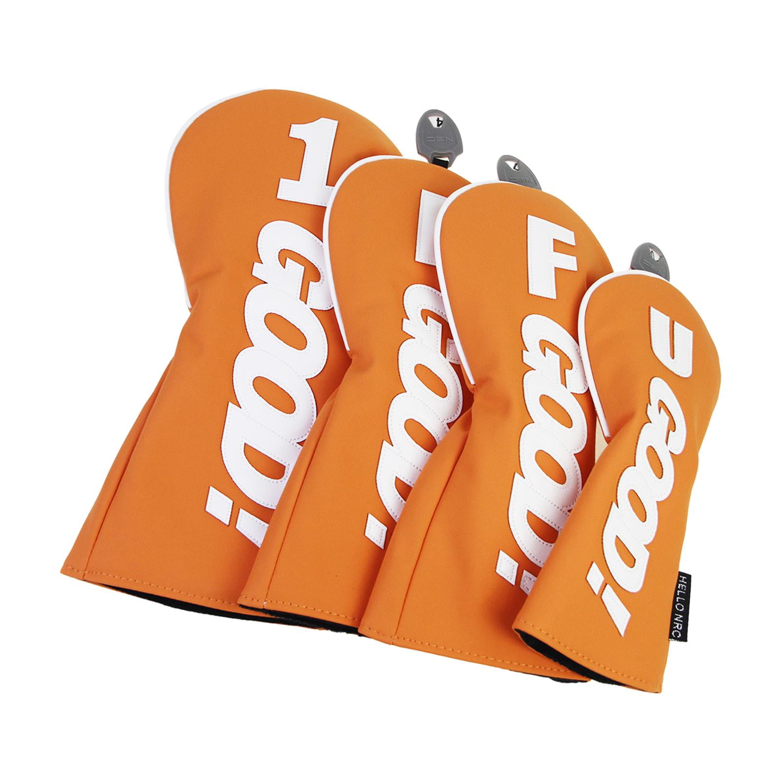 LOVIVER 4 Pieces Golf covers Golf Shaft Protector for Adults Outdoor Sports Orange