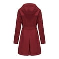 thumbnail image 6 of Outdoor Women's Lightweight Water Proof Hooded Softshell Rain Jacket,Windbreaker Long Coat with Belt Oversized Pullover Sweater S-140 Wine XXL, 6 of 6