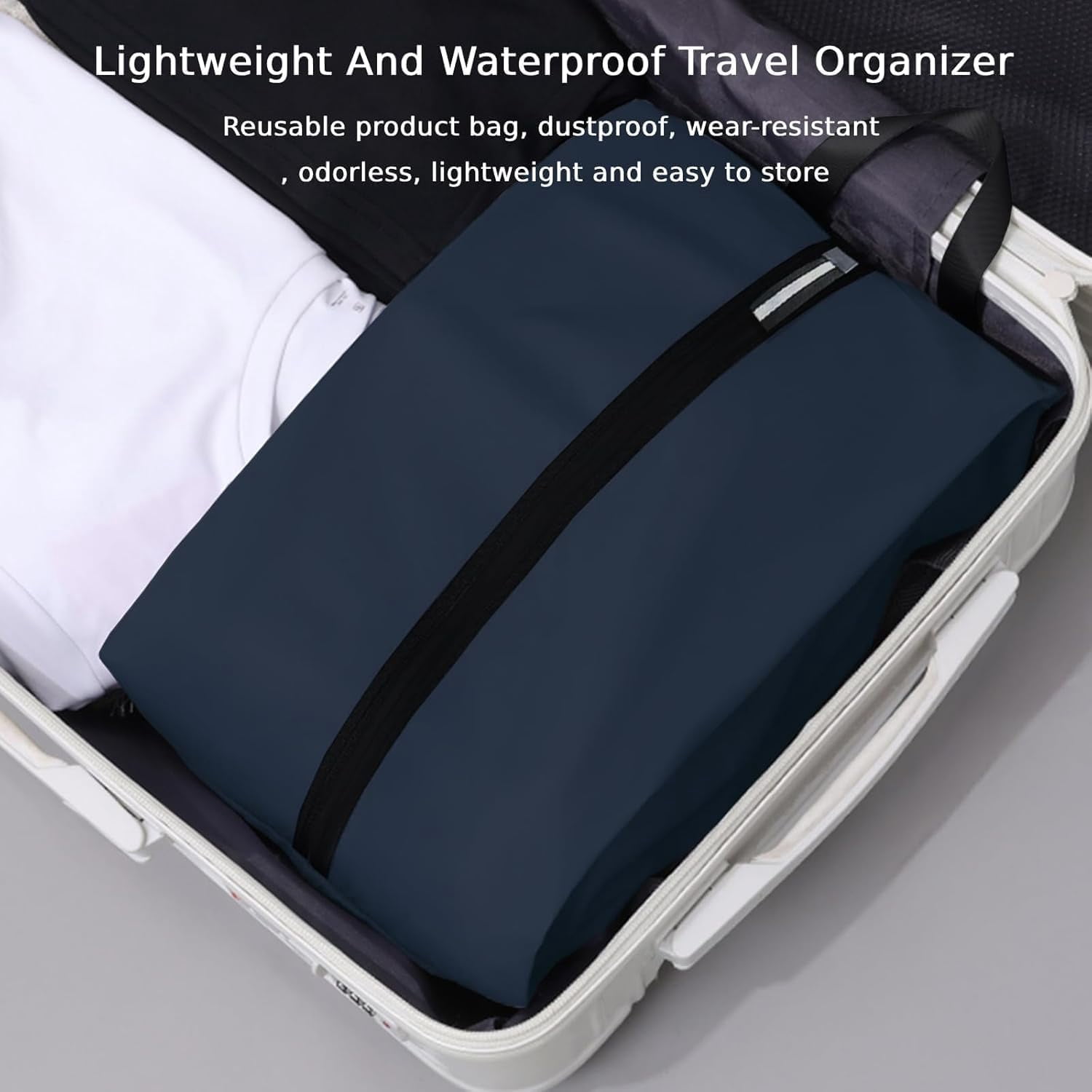 Shoe Bags for Travel, Set of 2 Pack Shoe Travel Bags for Packing, Large  Portable Travel Shoe Bag with Zipper Travel Essentials Women for and Men (Navy Blue, 2-Pack)