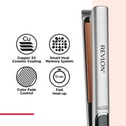 Revlon Extra Long Copper + Ceramic Plates 1 Flat Iron, Silver