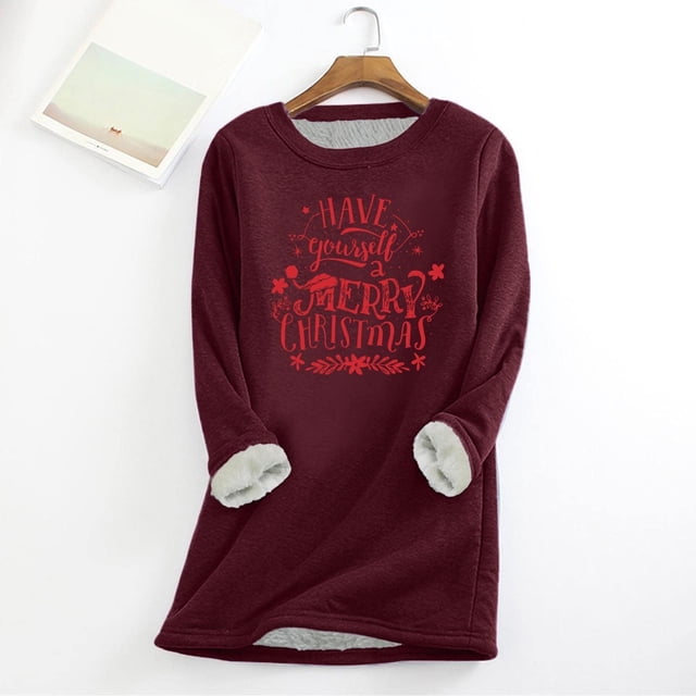 Mode Femmes Chandails à Capuchon & Chandails en Molleton Mode Femmes Impression de Noël Manches Régulières Hiver Ample Vacances Décontracté Manches Col Rond Chemise Hauts Tenue d'Invité de Mariage pour Femmes en Liquidation