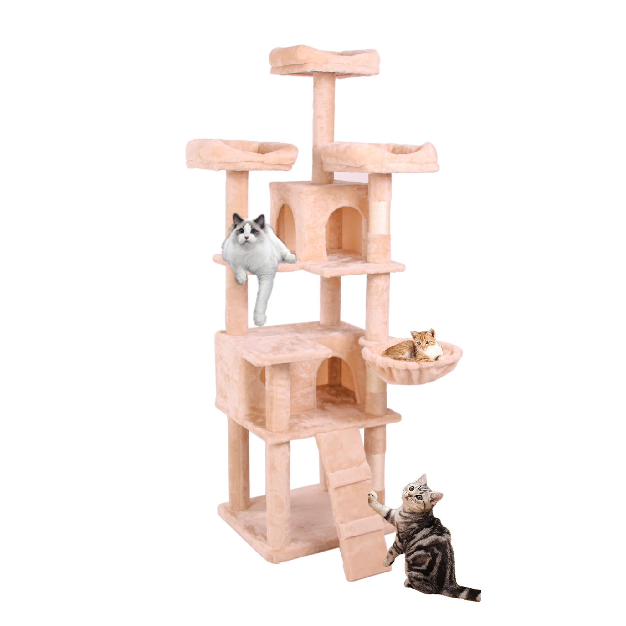 Pefilos 63" Cat Tree House for Big Cats, Cat Tower for Indoor Cats Multi-Level Cat Condo with Cozy Plush Perches Cats Play House, Beige Pefilos 63" Cat Tree House for Big Cats, Cat Tower for Indoor Cats Multi-Level Cat Condo with Cozy Plush Perches Cats Play House, Beige