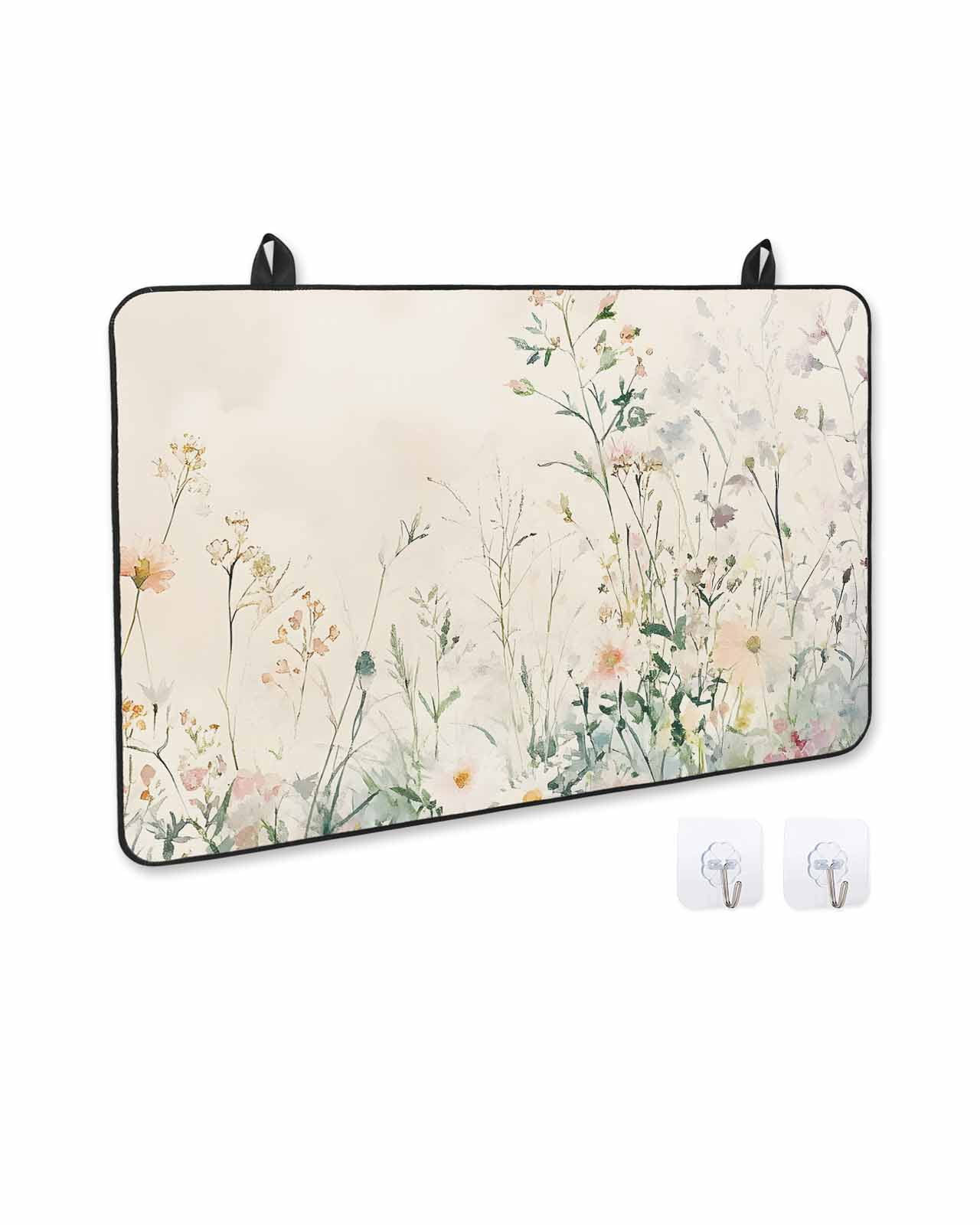 nqOlkjepod Large Induction Cooktop Protector Mat 24"x21", Botanical Floral Stove Top Covers for Electric Stove, Summer Spring Farmhouse Flowers Stove Burner Cover Mats, Glass Top Stove Cover